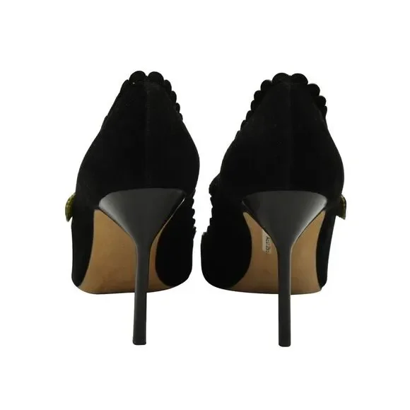 Manolo Blahnik Scallop-accent Pumps in Black Suede - Picture 4 of 7